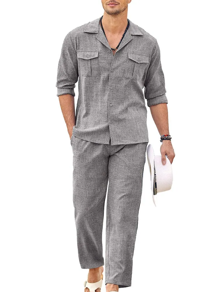 2-Piece Cozy Button Down Cotton Linen Sets (US Only)