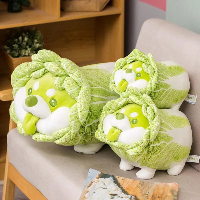 20-50cm Cute Japanese Vegetable Dog Plush Toys Creative Chinese Cabbage Shiba Inu Pillow Stuffed Animal Sofa Cushion Baby Gifts