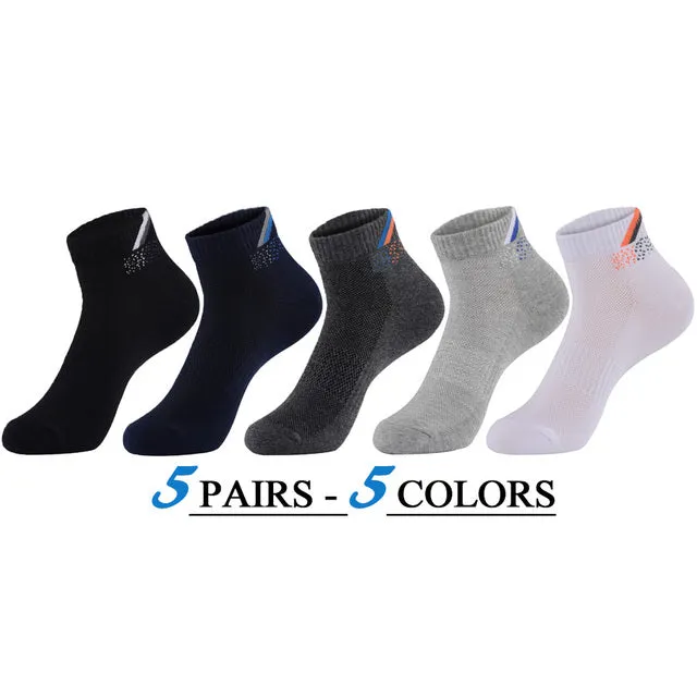 5 Pairs Lot Casual Cotton Breathable Outdoor Sports Socks for Men