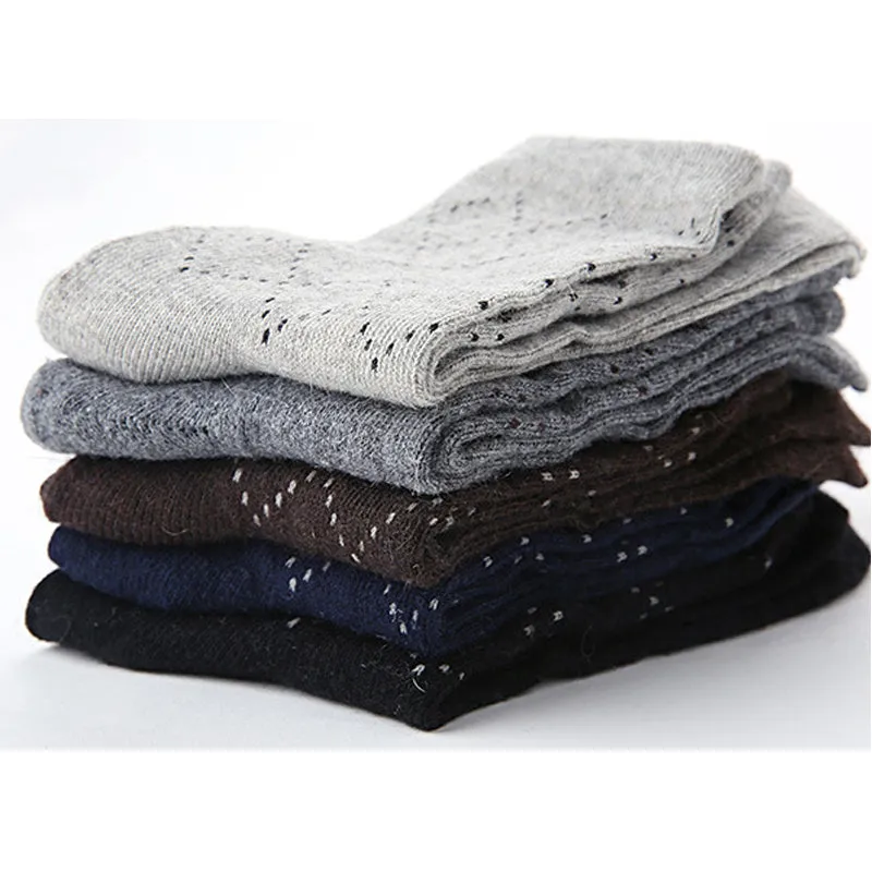 5 Pairs Lot Casual Winter Wool Cashmere Breathable Socks for Men