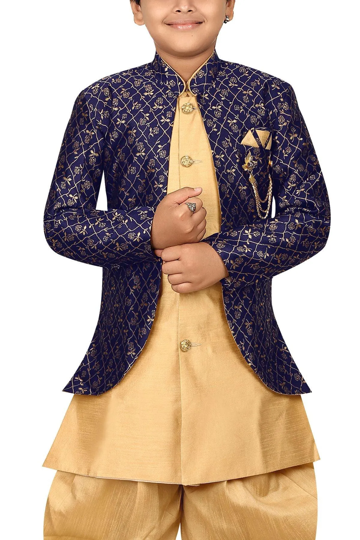 Ahhaaaa Kids Ethnic Indo Western Sherwani Set for Boys