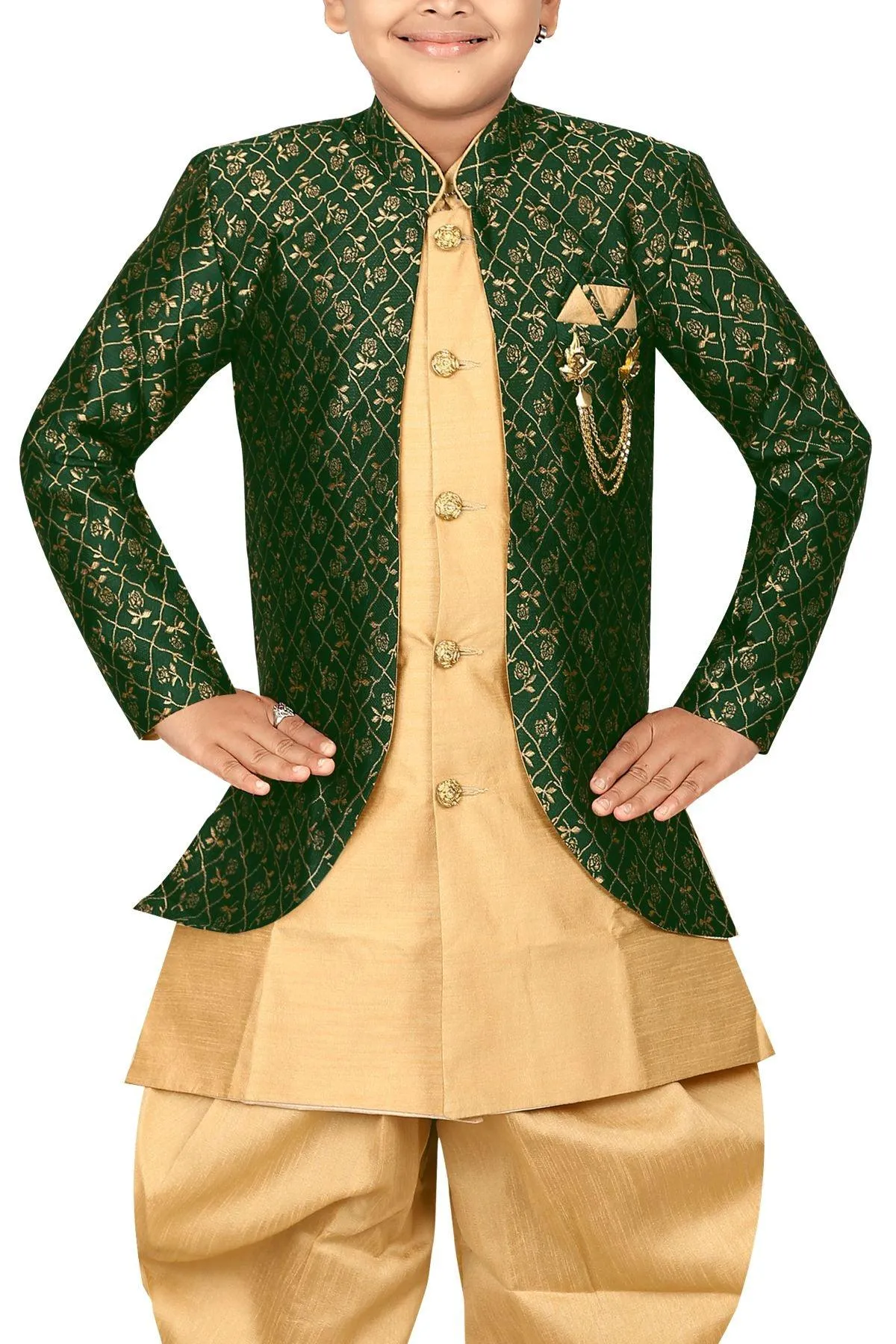 Ahhaaaa Kids Ethnic Indo Western Sherwani Set for Boys