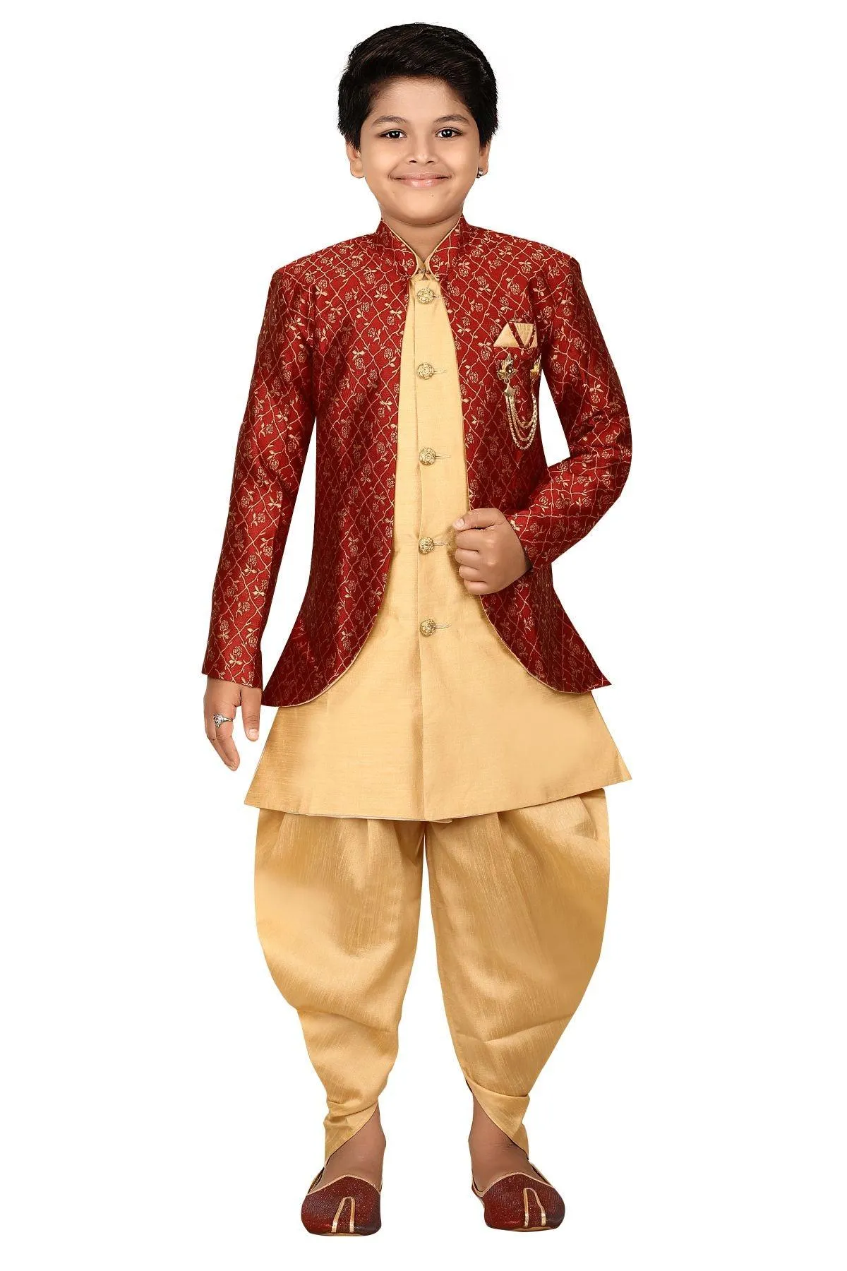 Ahhaaaa Kids Ethnic Indo Western Sherwani Set for Boys