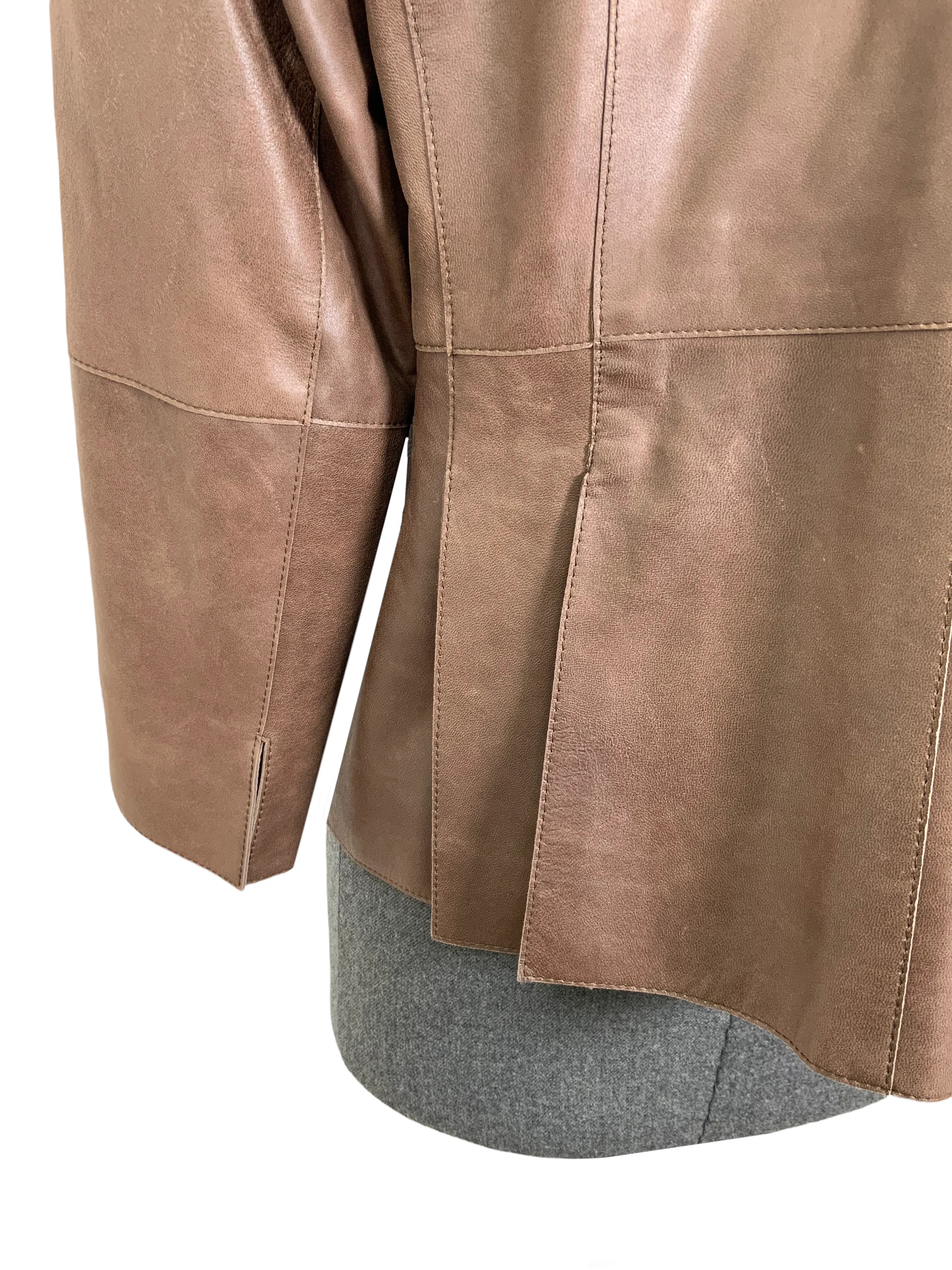 AKRIS Distressed Lambskin Leather Jacket Size L