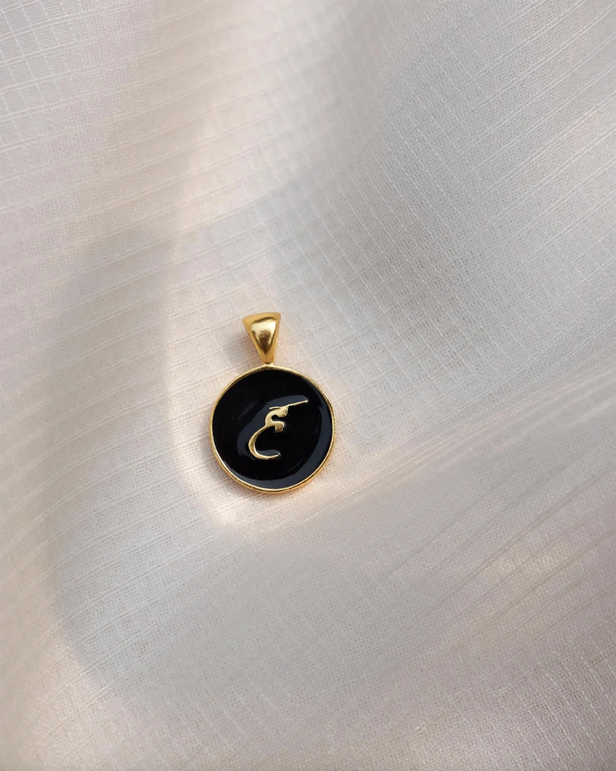 Alphabet H Charm- Black & Gold