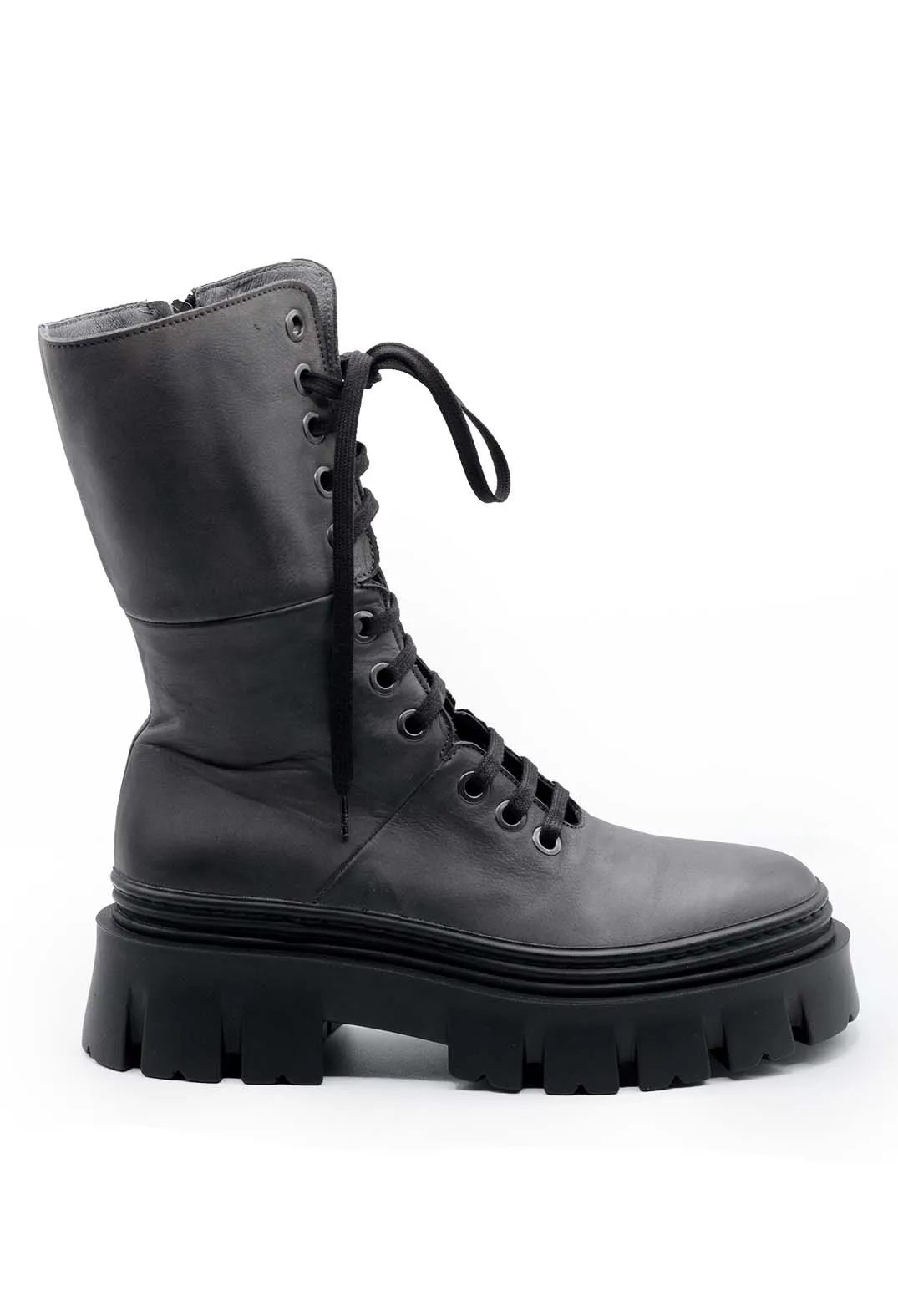 Ankle Lace Up Boots in Gasoline Londra