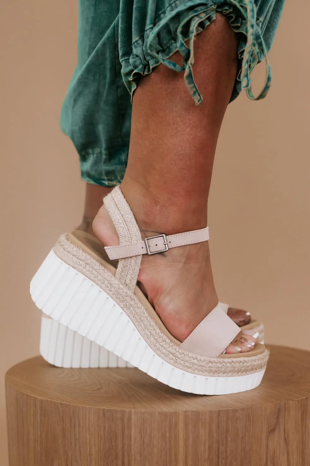 Ankle Strap Wedge Sandal, Blush