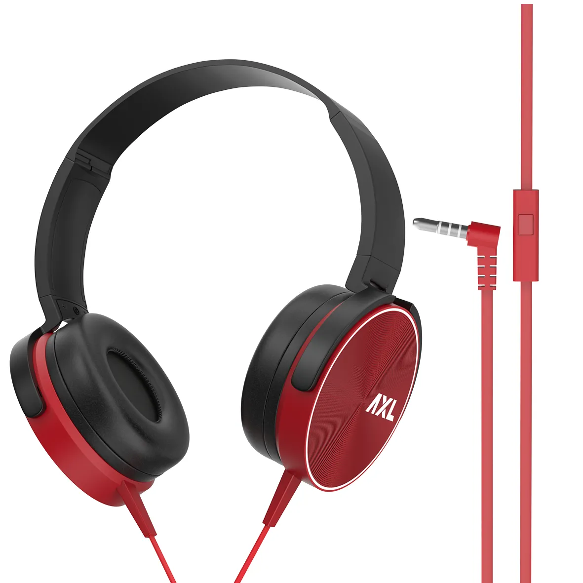 AXL AHP-02 Wired On-Ear Headphone with in line Mic, HD Sound and Cozy Padded Adjustable Ear cups (Black/Red/Blue)