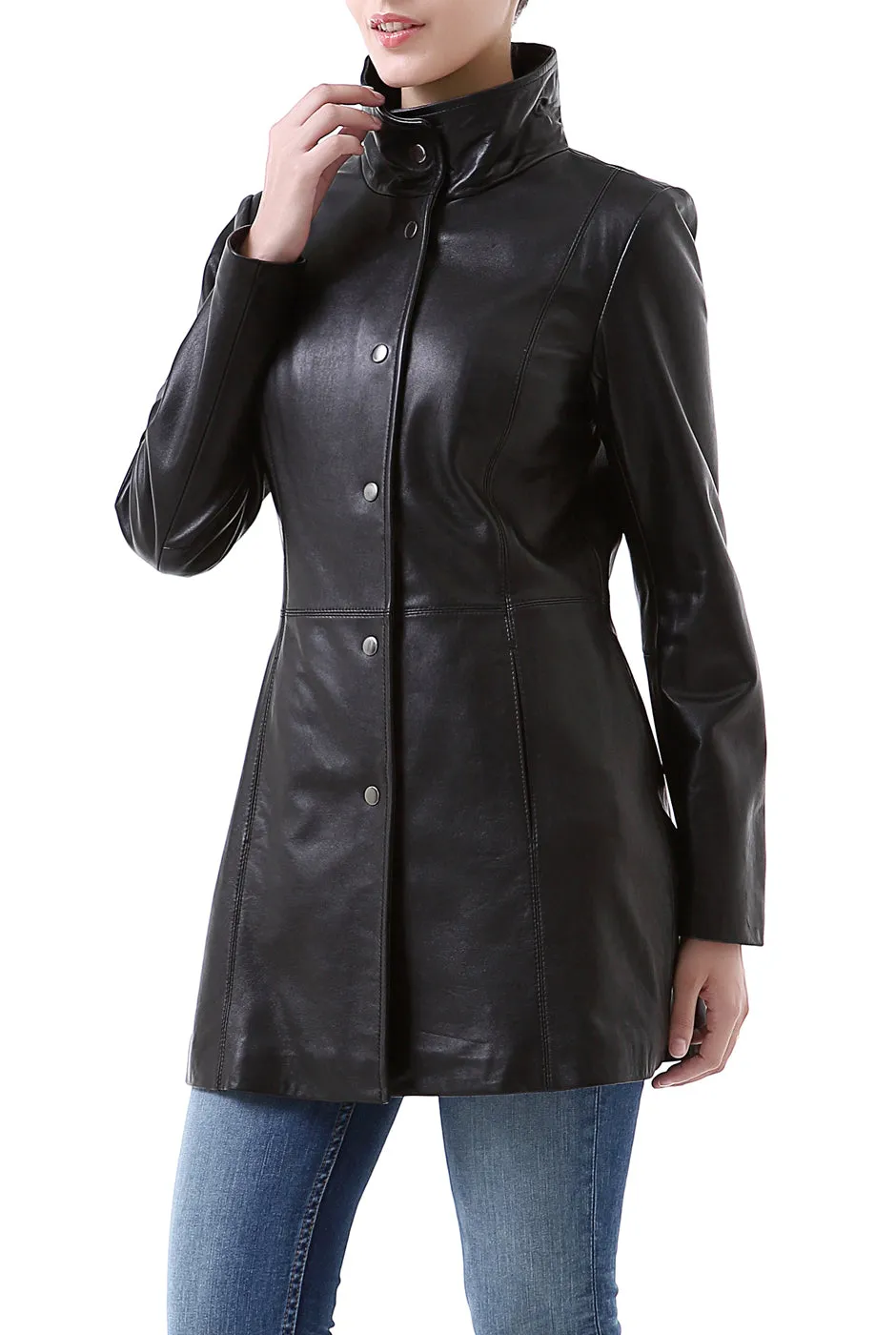 Certainly! Here is an optimized version of the product title with modifiers:

BGSD Womens Jocelyn Premium Lambskin Leather Car Coat Jacket