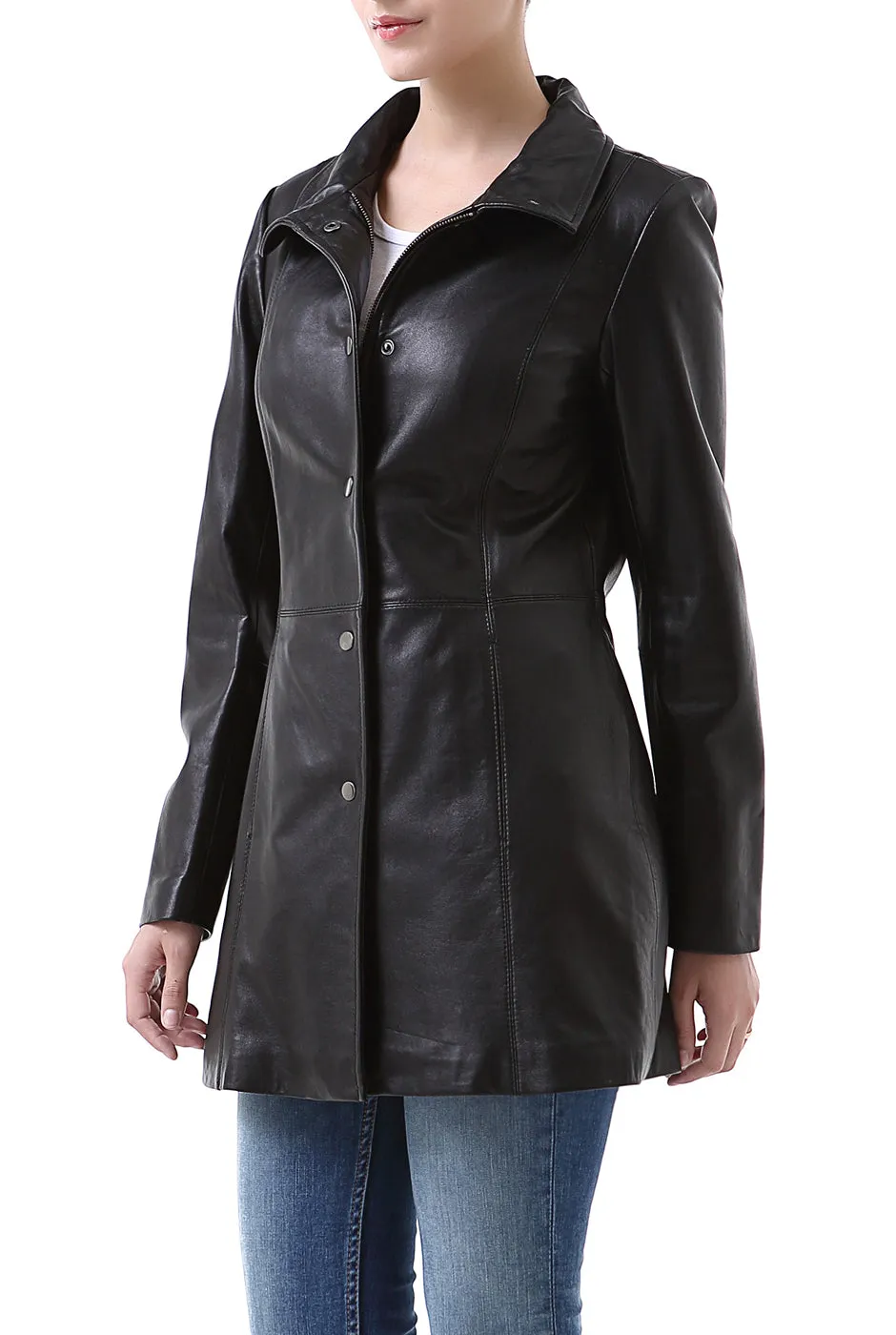 Certainly! Here is an optimized version of the product title with modifiers:

BGSD Womens Jocelyn Premium Lambskin Leather Car Coat Jacket