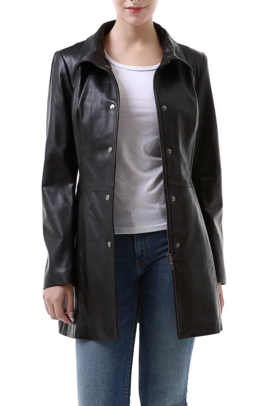 Certainly! Here is an optimized version of the product title with modifiers:

BGSD Womens Jocelyn Premium Lambskin Leather Car Coat Jacket