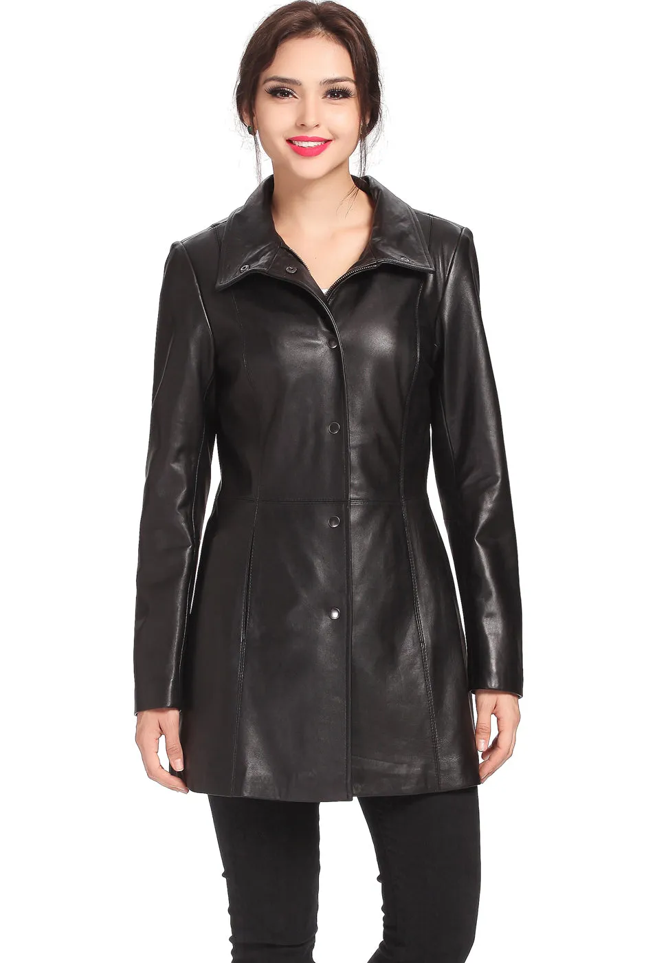 Certainly! Here is an optimized version of the product title with modifiers:

BGSD Womens Jocelyn Premium Lambskin Leather Car Coat Jacket