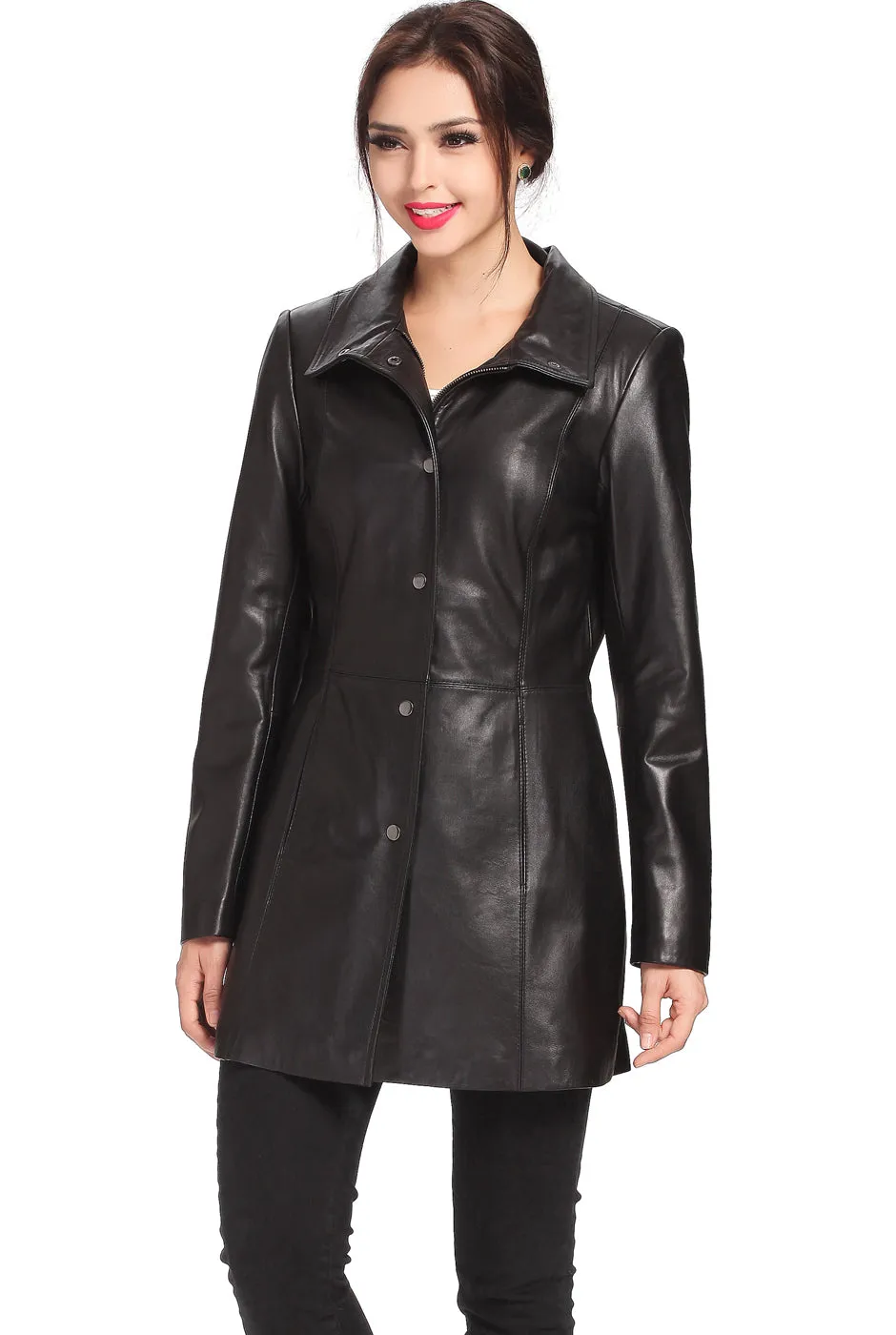 Certainly! Here is an optimized version of the product title with modifiers:

BGSD Womens Jocelyn Premium Lambskin Leather Car Coat Jacket