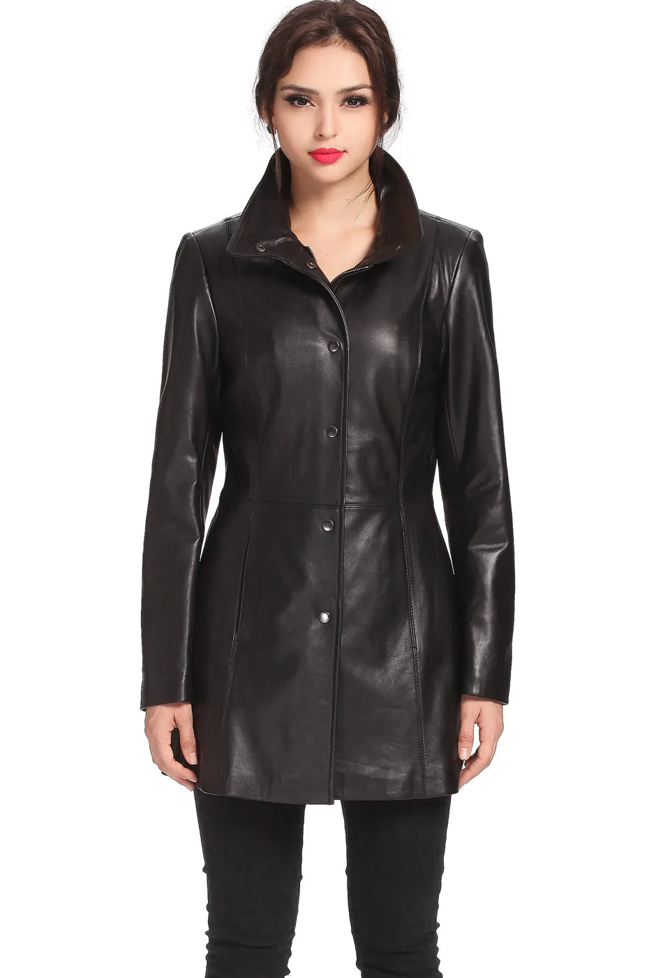 Certainly! Here is an optimized version of the product title with modifiers:

BGSD Womens Jocelyn Premium Lambskin Leather Car Coat Jacket