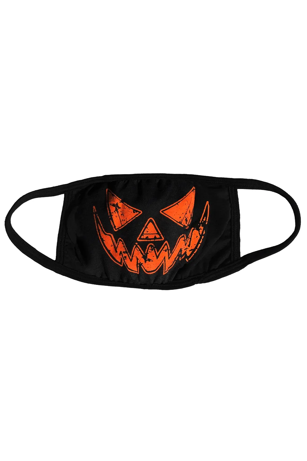 Black Distressed Pumpkin Face Mask