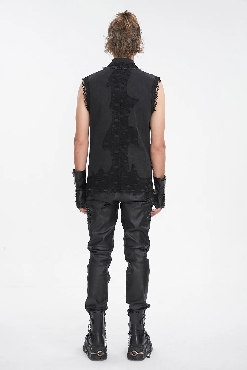 Black Flame Distressed Vest