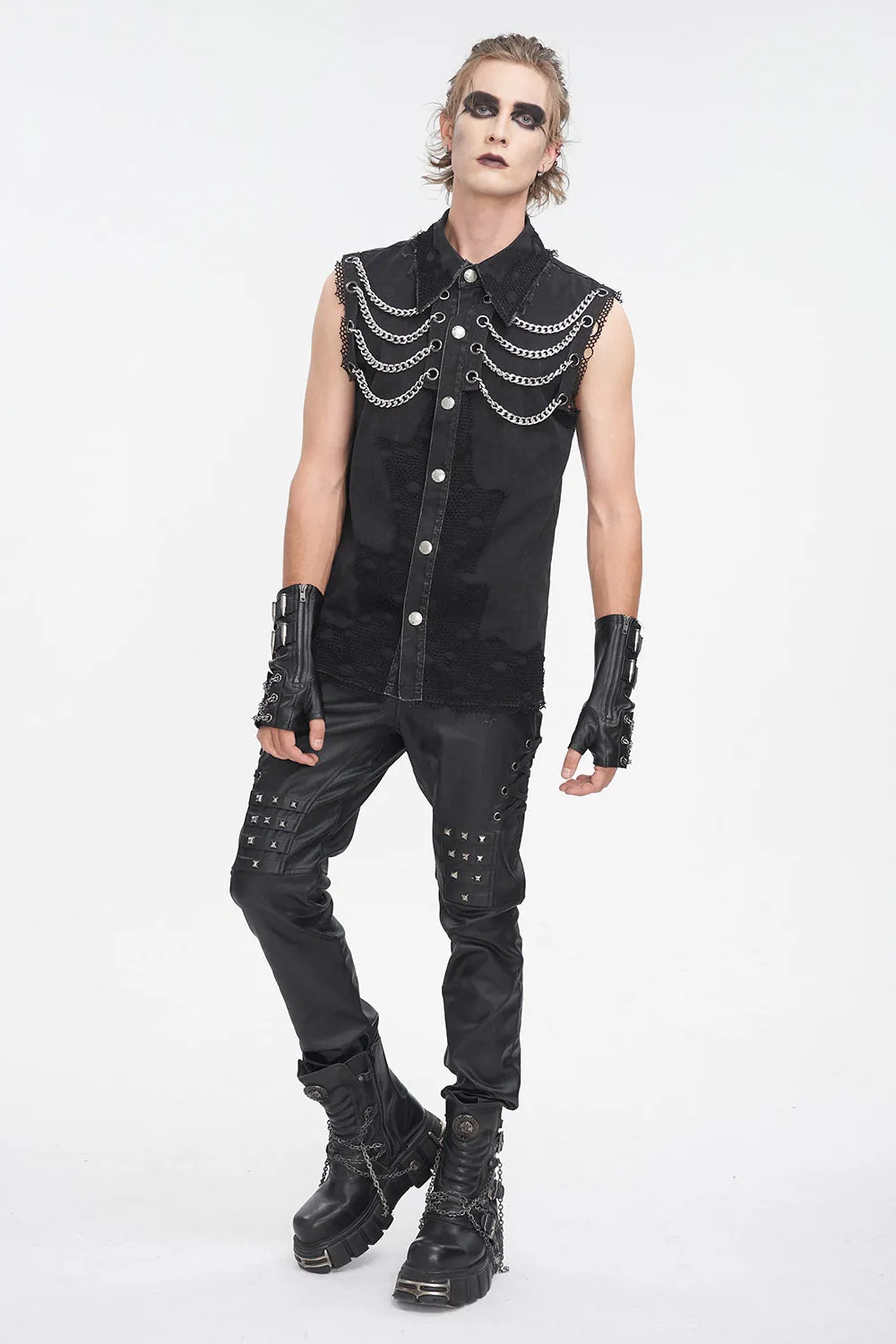 Black Flame Distressed Vest