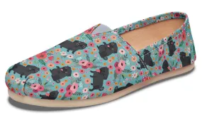 Black Pug Flower Casual Shoes