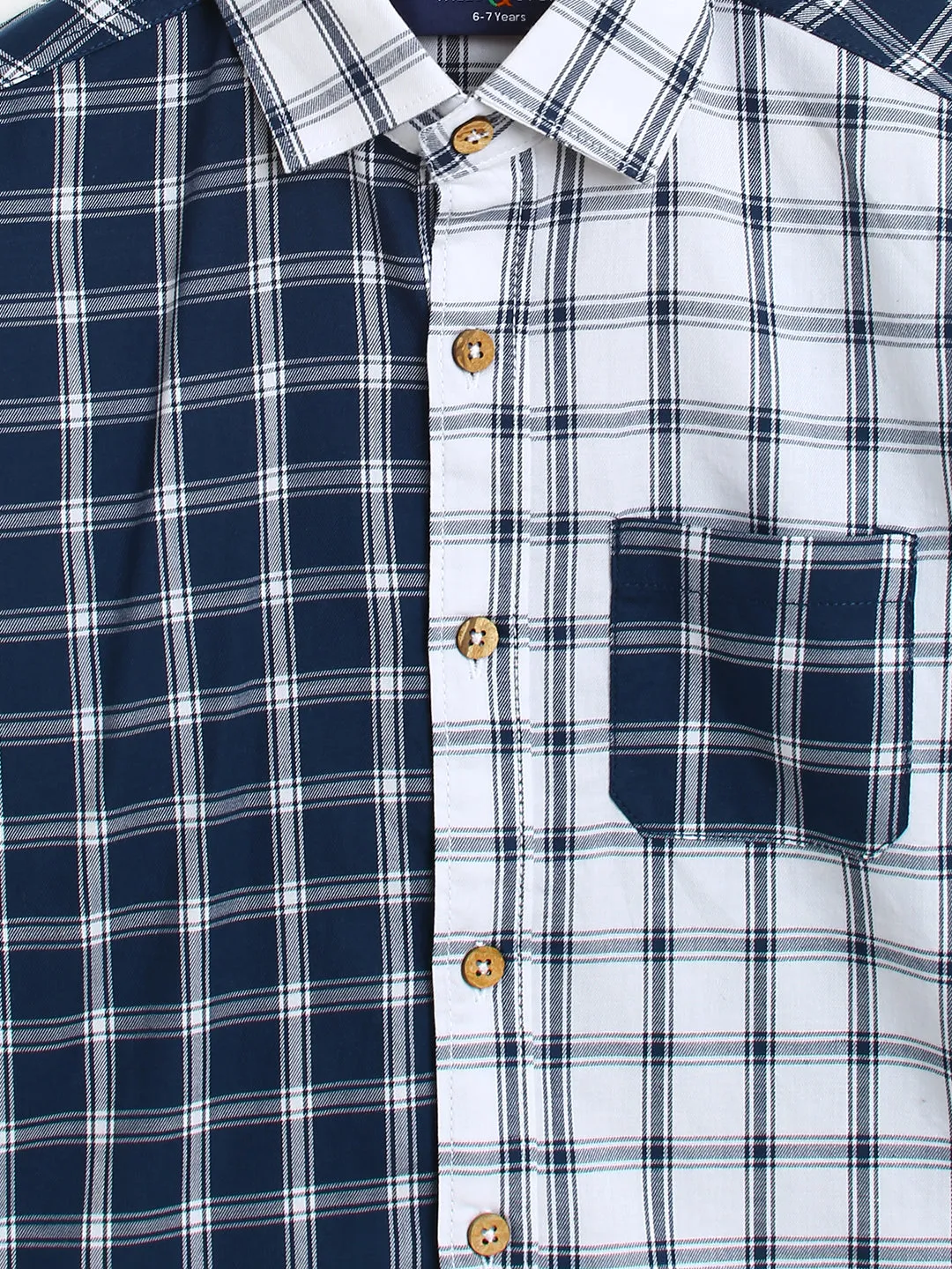 Boys Blue & White Checks Casual Shirt