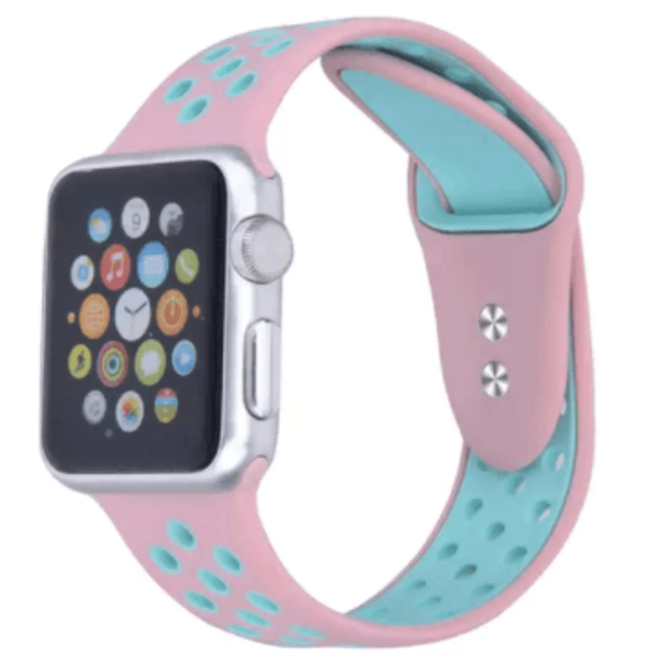 Breathable Silicone Sport Replacement Band for Apple Watch Pink Mint