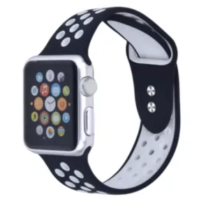 Breathable Silicone Sport Replacement Band for Apple Watch White Black