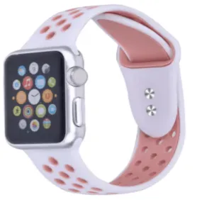 Breathable Silicone Sport Replacement Band for Apple Watch White Pink