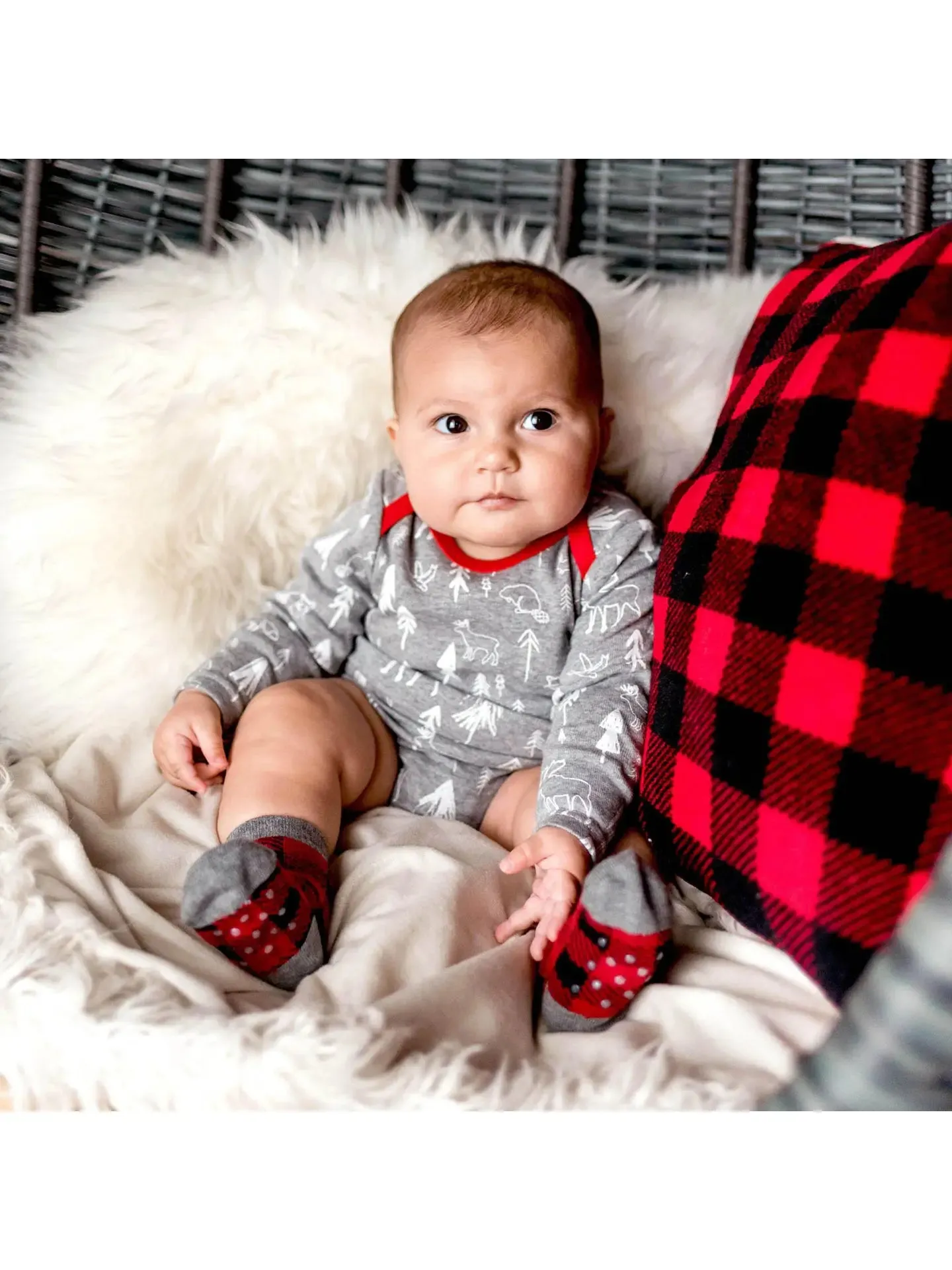 Buffalo Plaid Forest Long Sleeve Bodysuit