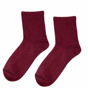 BURGUNDY ANKLE SOCKS WITH GLITTER