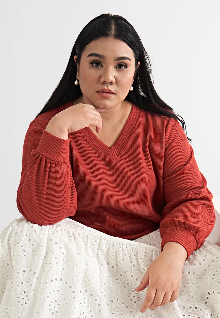 Carmen V-neck Cozy Waffle Top