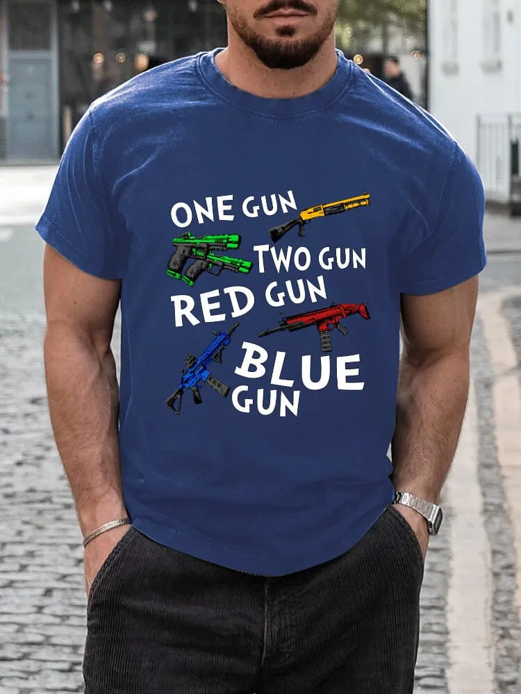 Casual Breathable Gun Print T-shirt