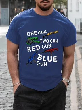 Casual Breathable Gun Print T-shirt