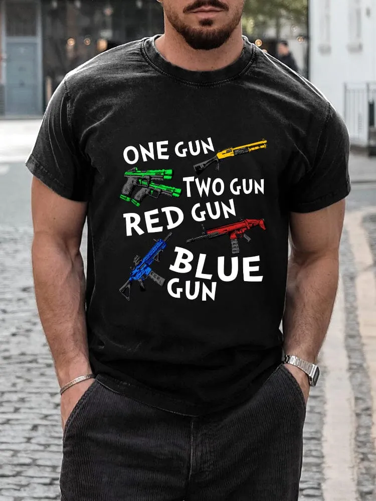 Casual Breathable Gun Print T-shirt