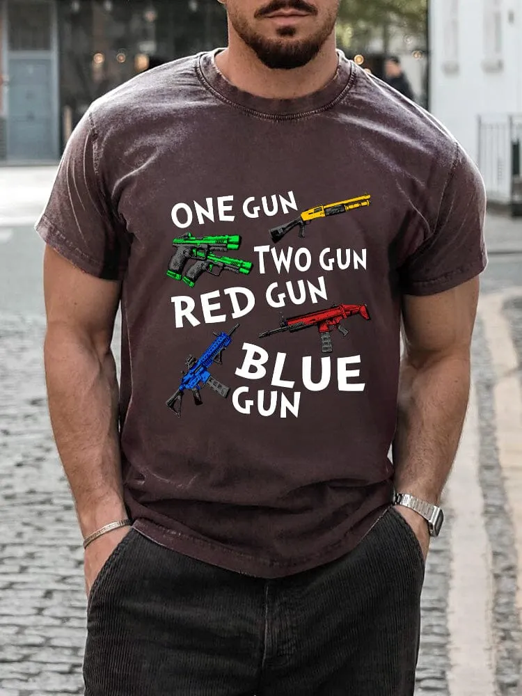 Casual Breathable Gun Print T-shirt