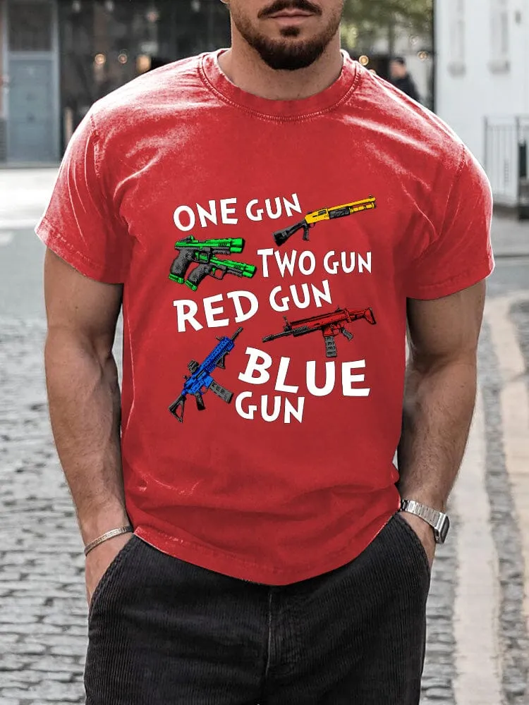 Casual Breathable Gun Print T-shirt