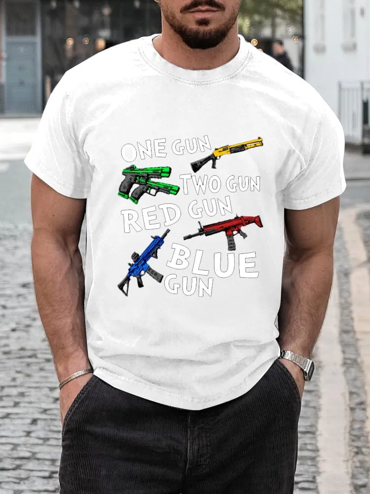 Casual Breathable Gun Print T-shirt