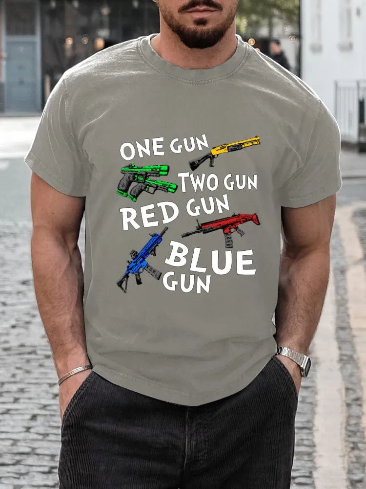 Casual Breathable Gun Print T-shirt