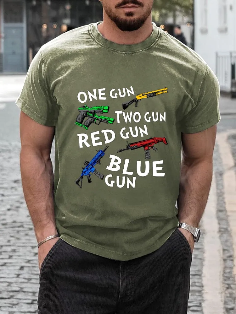 Casual Breathable Gun Print T-shirt