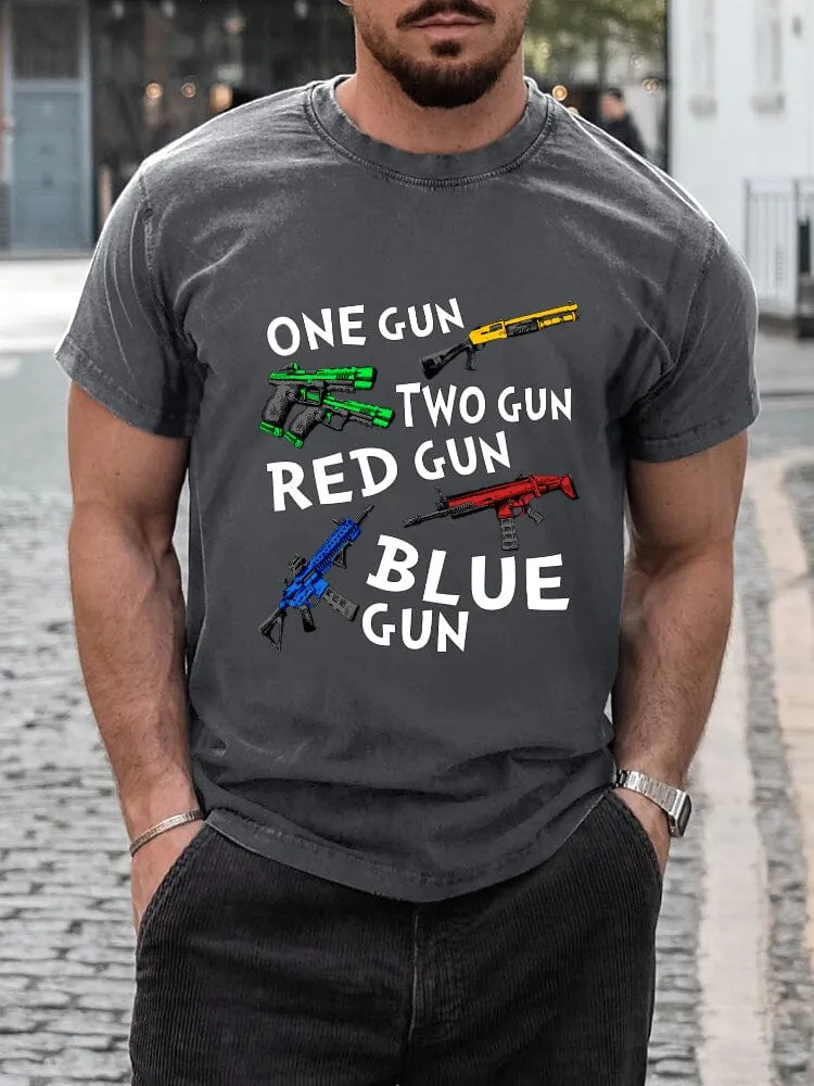 Casual Breathable Gun Print T-shirt