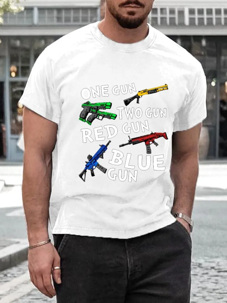 Casual Breathable Gun Print T-shirt