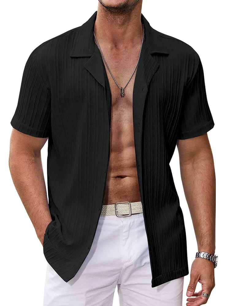 Casual Breathable Solid Pit Stripe Shirt (US Only)