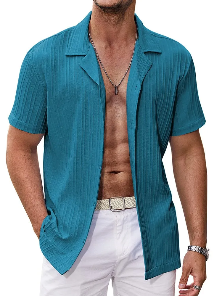 Casual Breathable Solid Pit Stripe Shirt (US Only)