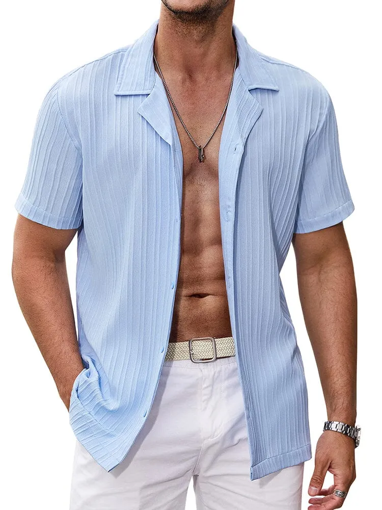 Casual Breathable Solid Pit Stripe Shirt (US Only)