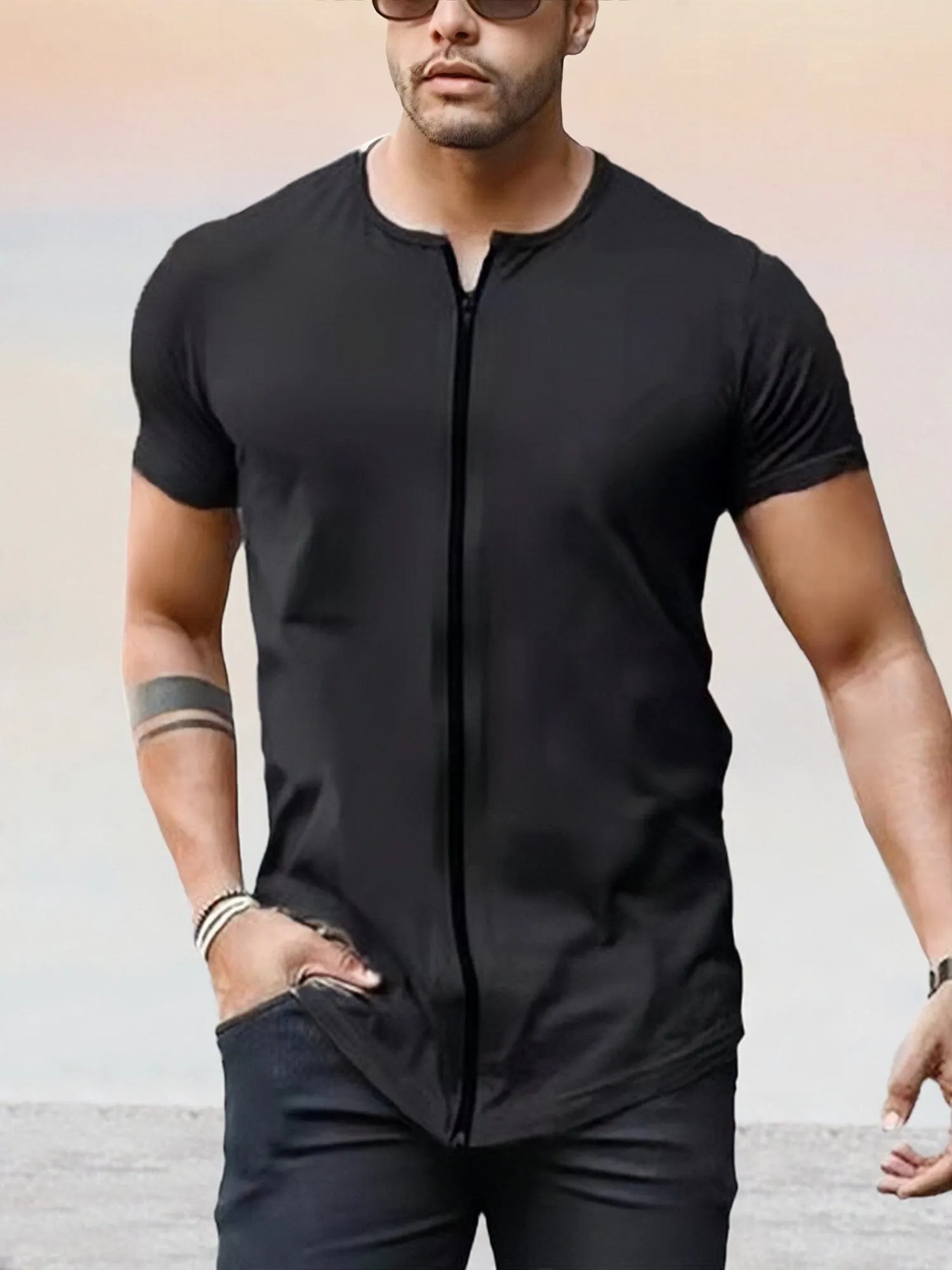 Casual Soft Zipper T-shirt