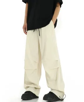 Casual Solid Drawstring Parachute Pants