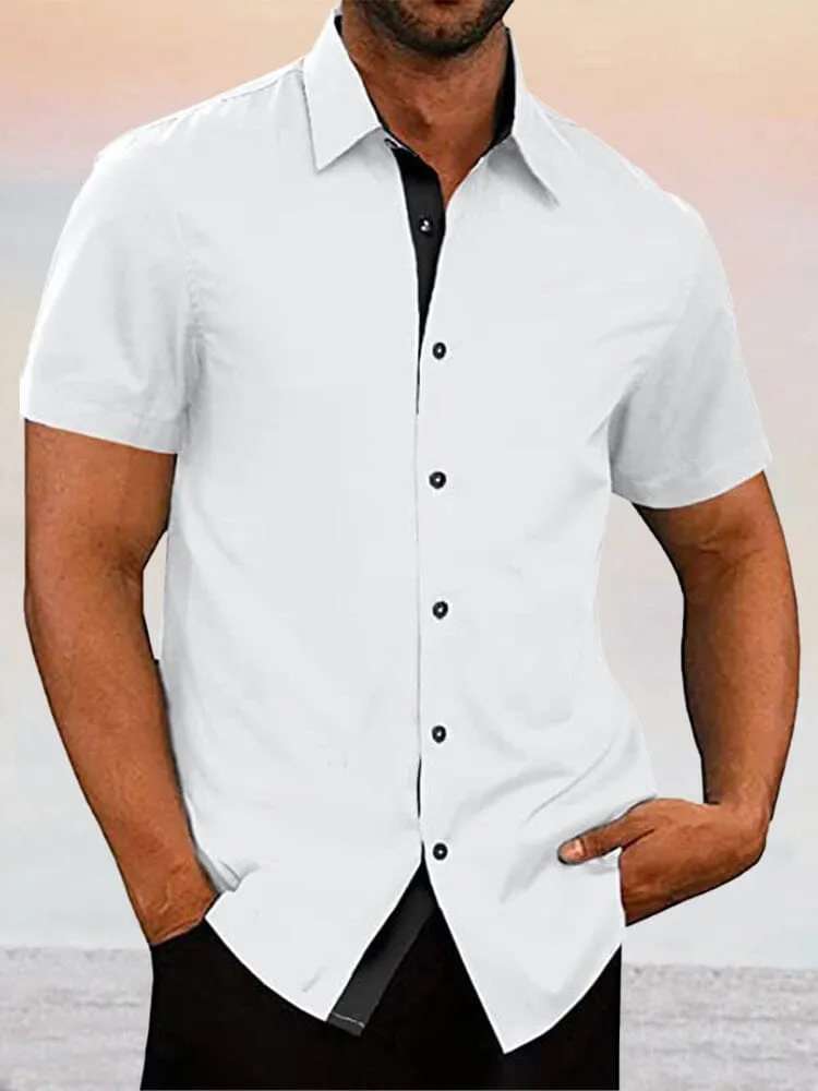 Casual Splicing Cotton Linen Button Shirt