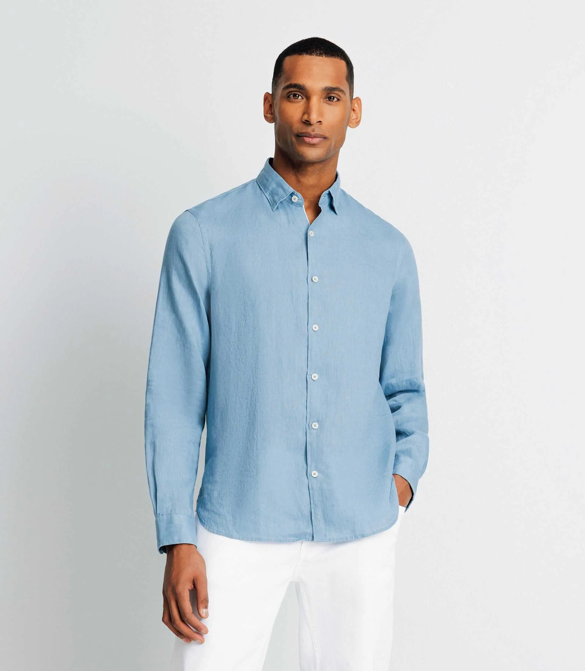 Chemise casual en lin indigo