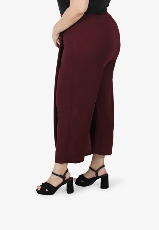 Clarke Skirt Overlay Ankle Pants - Burgundy