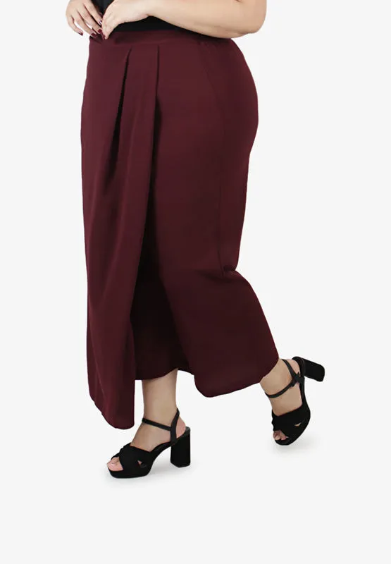 Clarke Skirt Overlay Ankle Pants - Burgundy