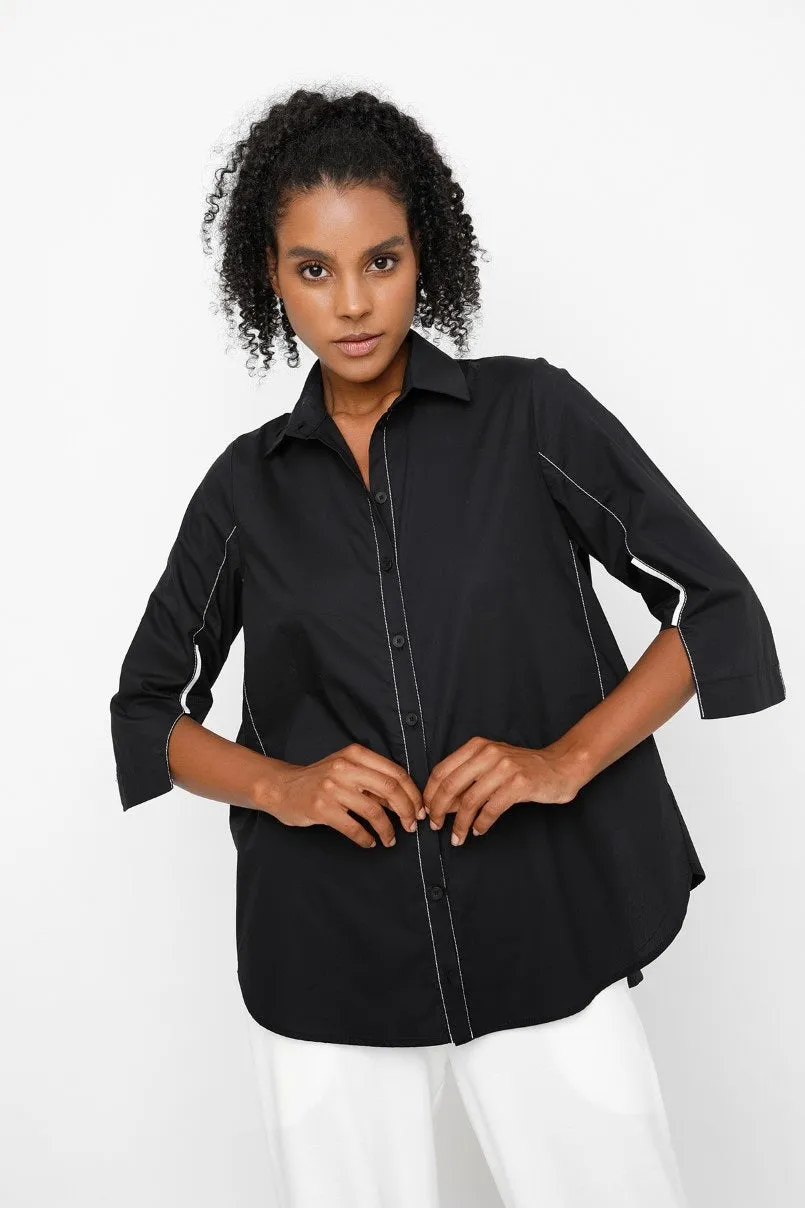 Contrast Stitch Button Up Top