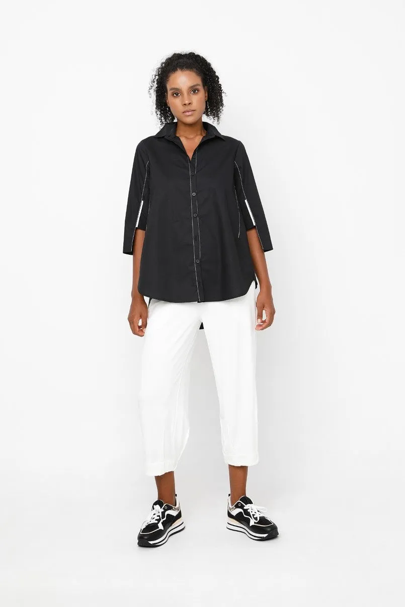 Contrast Stitch Button Up Top